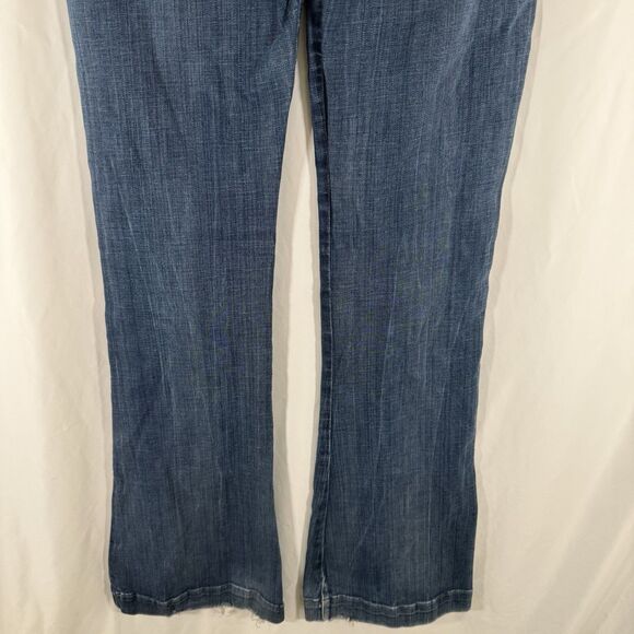 7 for all Mankind Flared Jeans Women's 29 Dark Wash Denim Low Rise Cotton Blend - Picture 13 of 15